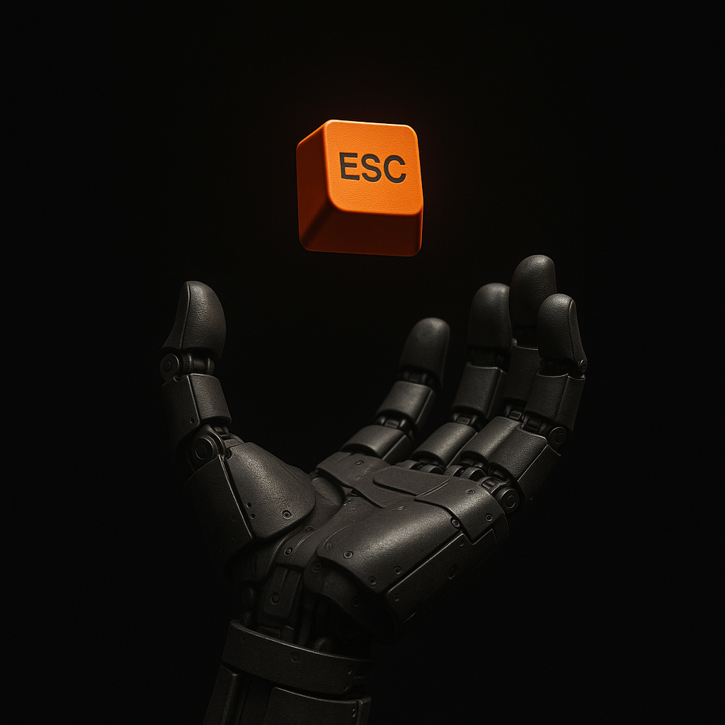 A glowing ESEC key hovering above a robotic hand
